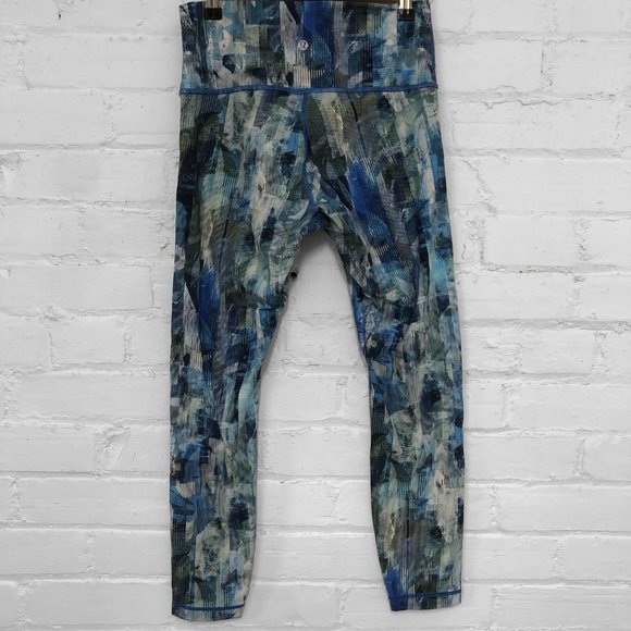 LULULEMON Wunder Under High Rise Leggings Sun Dazed Multi Blue Green Crops Sz 6 - Picture 5 of 5